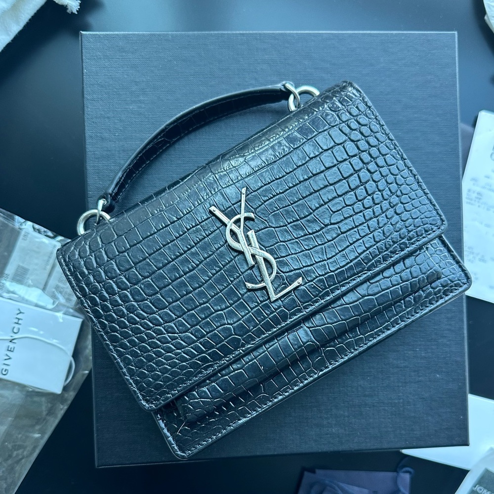 YSL Sunset - Embossed Croc Wallet on Chain